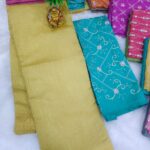 Semi Tussar Silk Sarees with Embroidery blouse combo