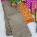 Semi Tussar Silk Sarees with Embroidery blouse combo