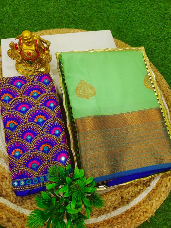 ELITE AARADHYA KANCHI PATTU (SILK) SAREES + AARIWORK BLOUSE COMBOS