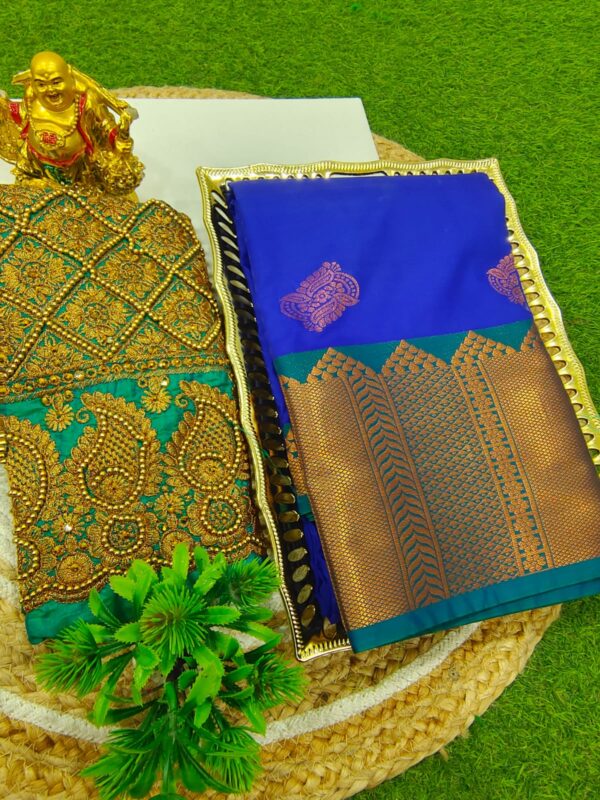 ELITE AARADHYA KANCHI PATTU (SILK) SAREES + AARIWORK BLOUSE COMBOS