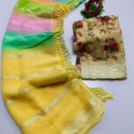 Designer Georgette Saree + Lovely floral Embroidery 🪡 blouse Combo