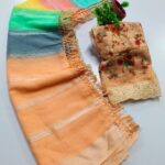 Designer Georgette Saree + Lovely floral Embroidery 🪡 blouse Combo