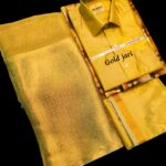 Couple Combo Set: Silk Meterial Mixed Shirt Dothi and Tissue Silk Saree Combo