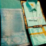 Couple Combo Set: Silk Meterial Mixed Shirt Dothi and Tissue Silk Saree Combo