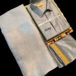 Couple Combo Set: Silk Meterial Mixed Shirt Dothi and Tissue Silk Saree Combo