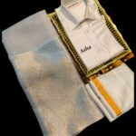 Couple Combo Set: Silk Meterial Mixed Shirt Dothi and Tissue Silk Saree Combo