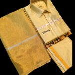 Couple Combo Set: Silk Meterial Mixed Shirt Dothi and Tissue Silk Saree Combo