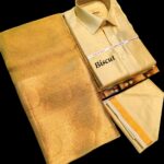 Couple Combo Set: Silk Meterial Mixed Shirt Dothi and Tissue Silk Saree Combo