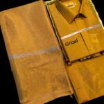 Couple Combo Set: Silk Meterial Mixed Shirt Dothi and Tissue Silk Saree Combo