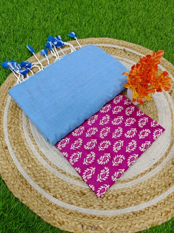 Khadi Cotton Saree+Blouse Combo