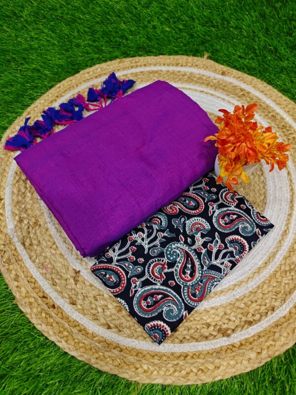 Khadi Cotton Saree+Blouse Combo