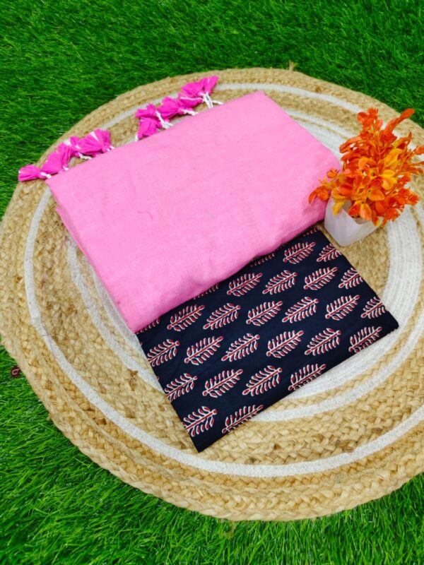 Khadi Cotton Saree+Blouse Combo