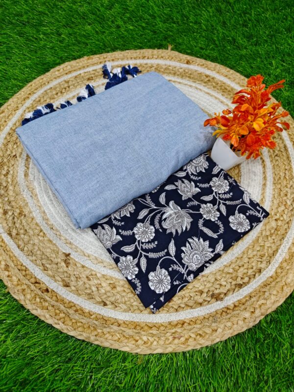 Khadi Cotton Saree+Blouse Combo