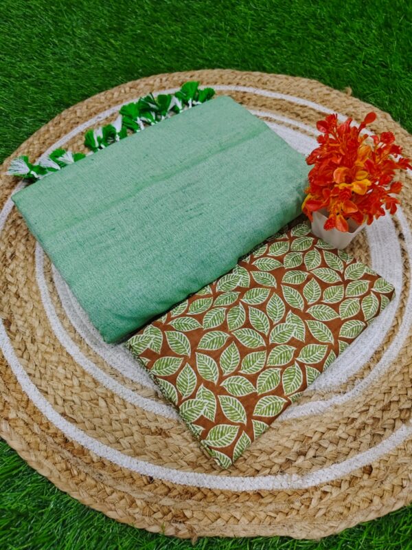 Khadi Cotton Saree+Blouse Combo