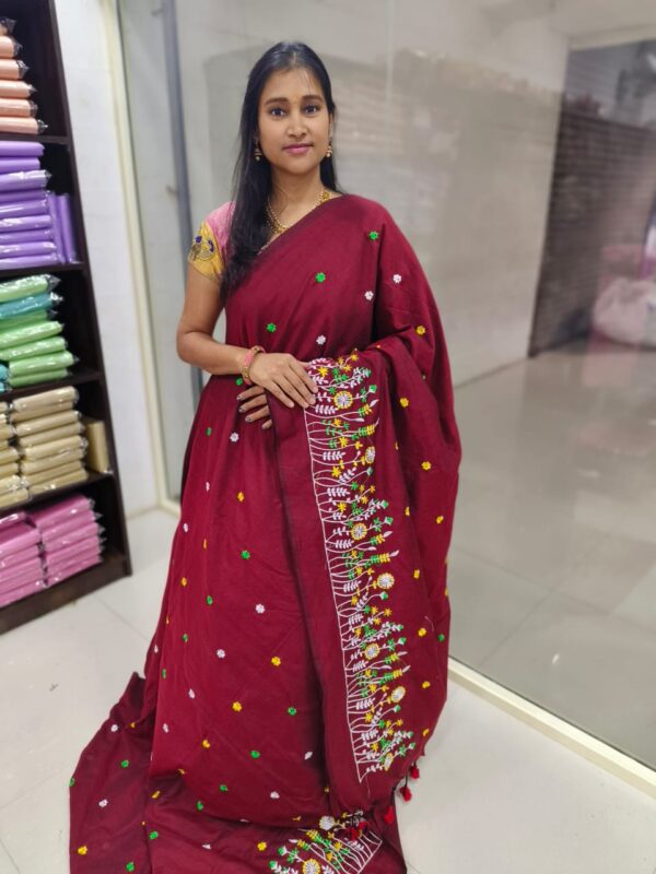 EMBROIDERY KADHI COTTON SAREES. FEEL GOOD MATERIAL FOR HOT SUMMER