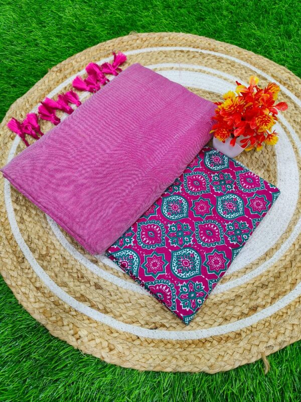 Khadi Cotton Saree+Blouse Combo