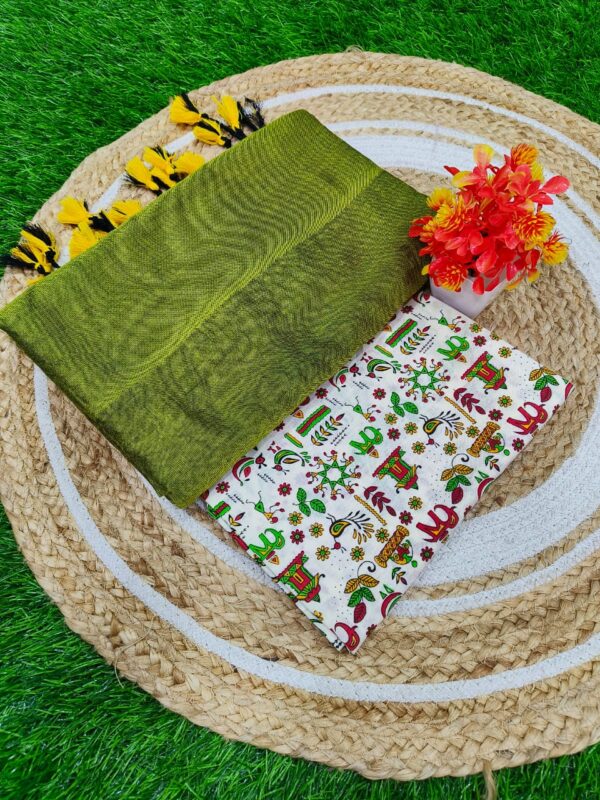 Khadi Cotton Saree+Blouse Combo