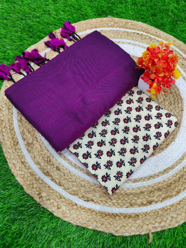 Khadi Cotton Saree+Blouse Combo