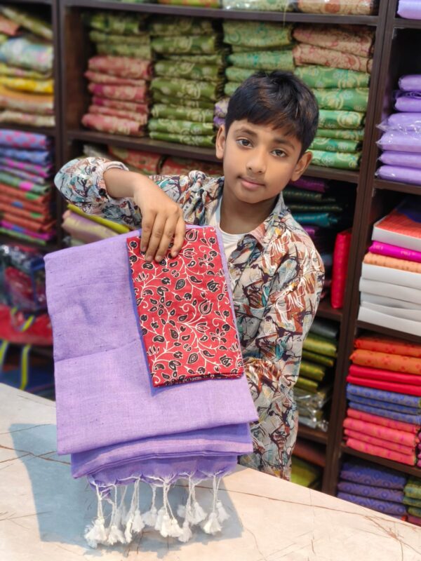 Khadi Cotton Saree+Blouse Combo