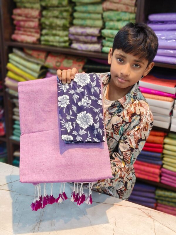 Khadi Cotton Saree+Blouse Combo