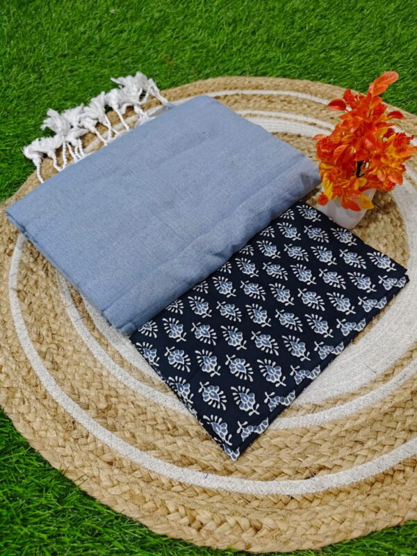 Khadi Cotton Saree+Blouse Combo