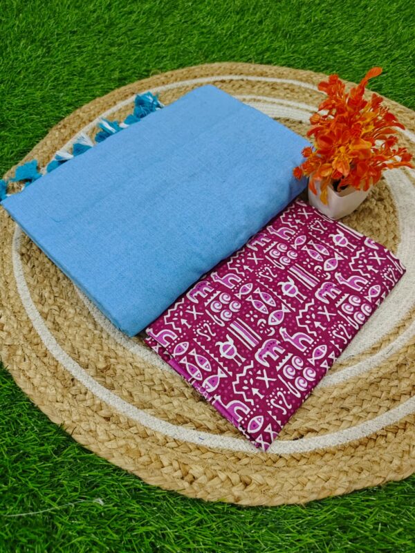 Khadi Cotton Saree+Blouse Combo