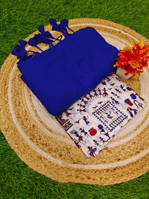 Khadi Cotton Saree+Blouse Combo