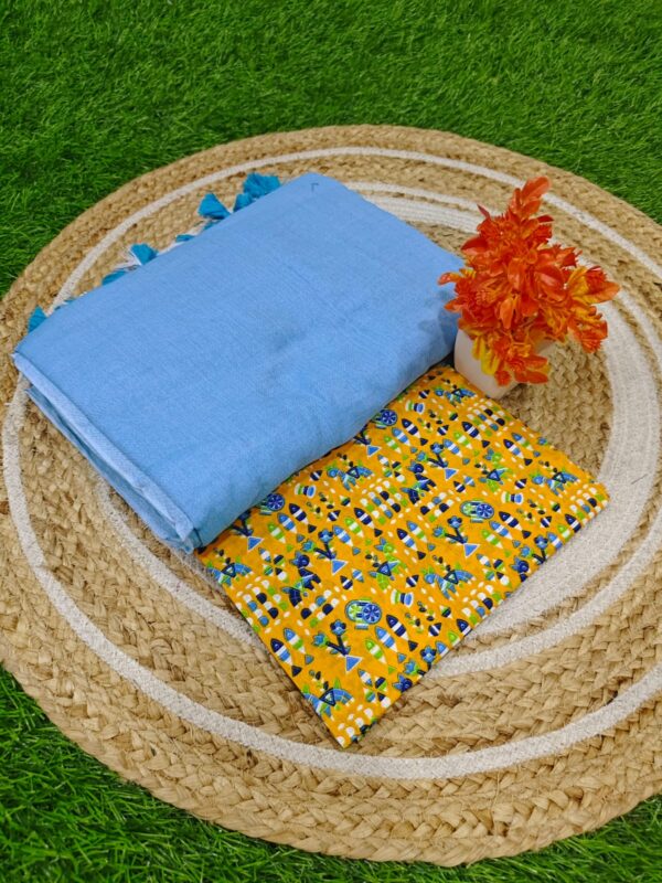 Khadi Cotton Saree+Blouse Combo