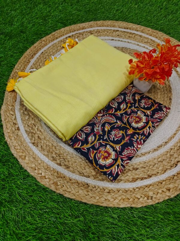 Khadi Cotton Saree+Blouse Combo