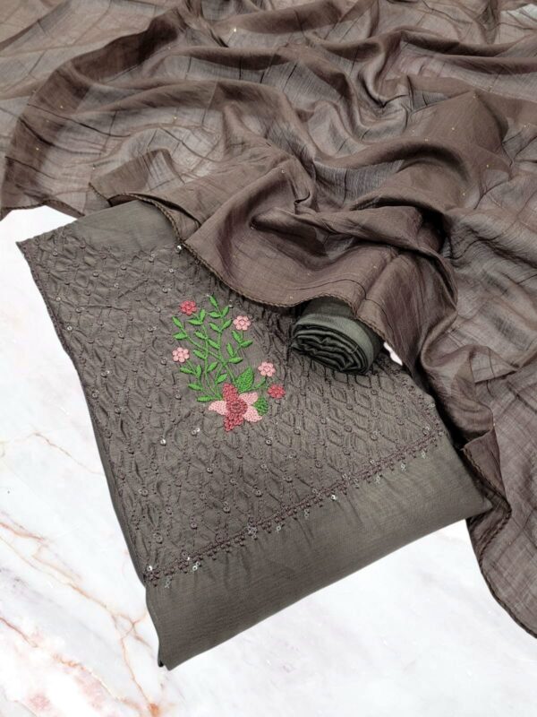 Pure cotton Salwar 3P Set (neck work with embroidery (unstitched)