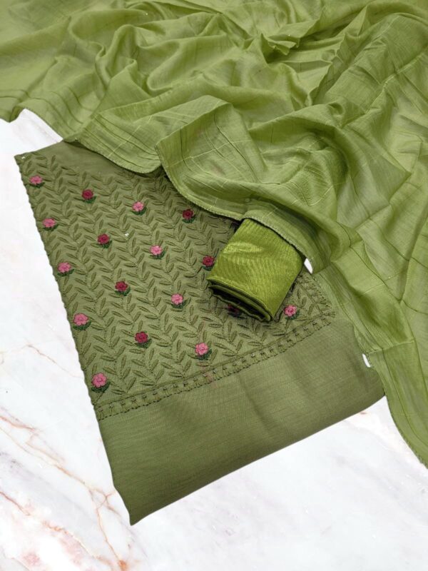 Pure cotton Salwar 3P Set (neck work with embroidery (unstitched)