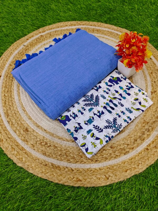 Khadi Cotton Saree+Blouse Combo