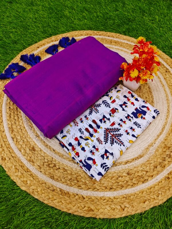 Khadi Cotton Saree+Blouse Combo