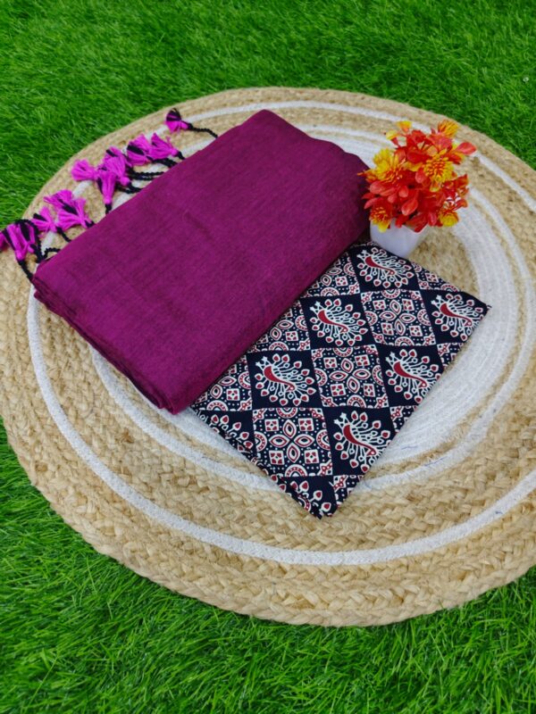 Khadi Cotton Saree+Blouse Combo