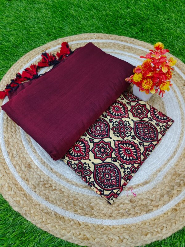 Khadi Cotton Saree+Blouse Combo