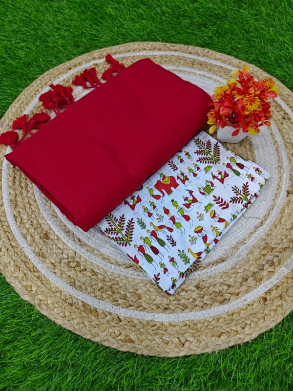 Khadi Cotton Saree+Blouse Combo