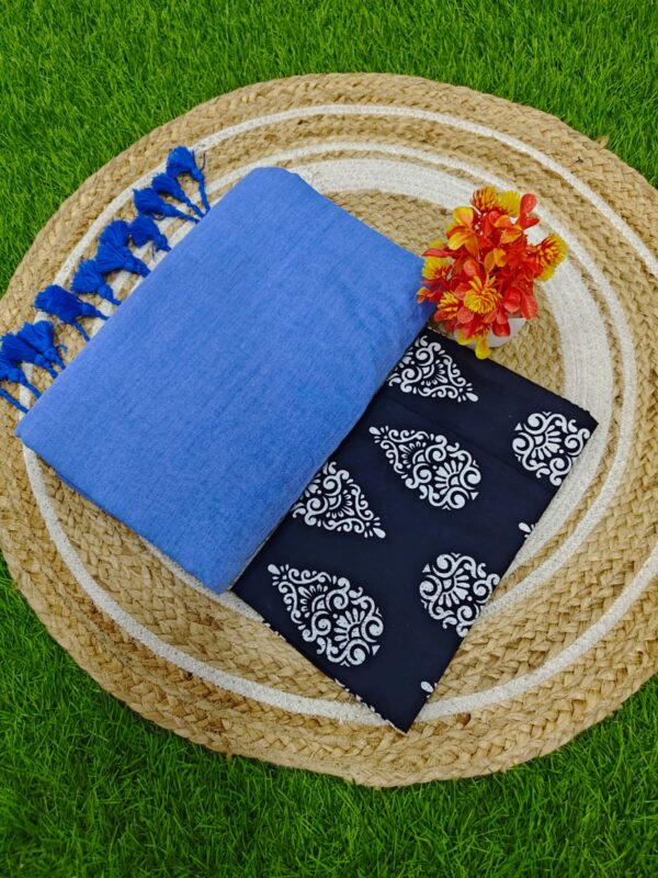 Khadi Cotton Saree+Blouse Combo