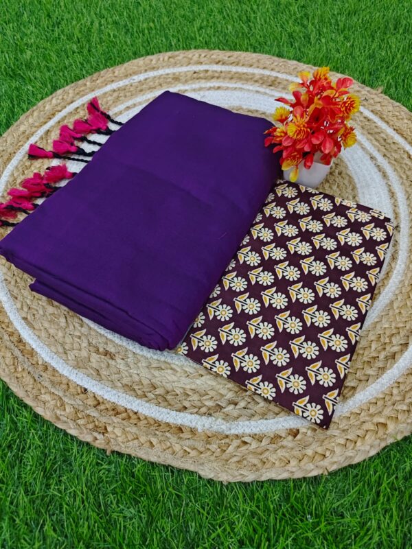 Khadi Cotton Saree+Blouse Combo