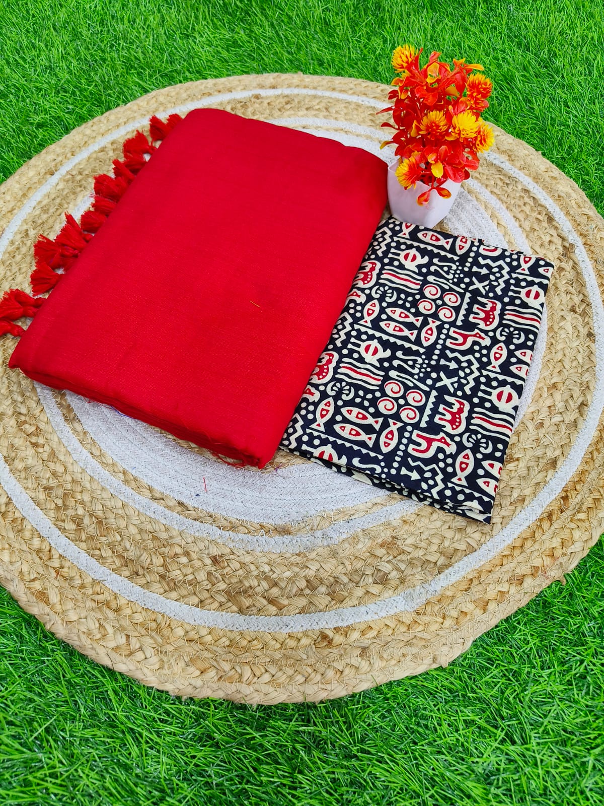 WhatsApp Image 2025-03-08 at 10.19.03 AM (1) Khadi Cotton Saree+Blouse Combo - Image 1