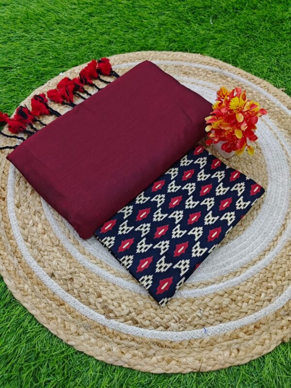 Khadi Cotton Saree+Blouse Combo