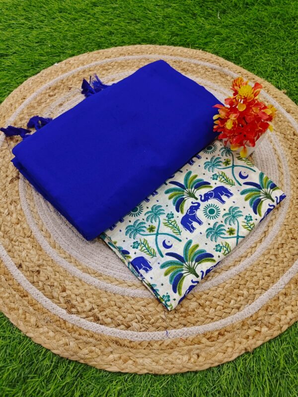 Khadi Cotton Saree+Blouse Combo