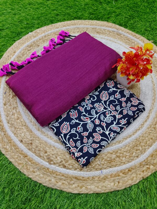 Khadi Cotton Saree+Blouse Combo