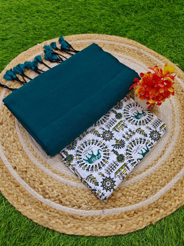 Khadi Cotton Saree+Blouse Combo