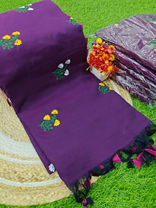 EMBROIDERY KADHI COTTON SAREES