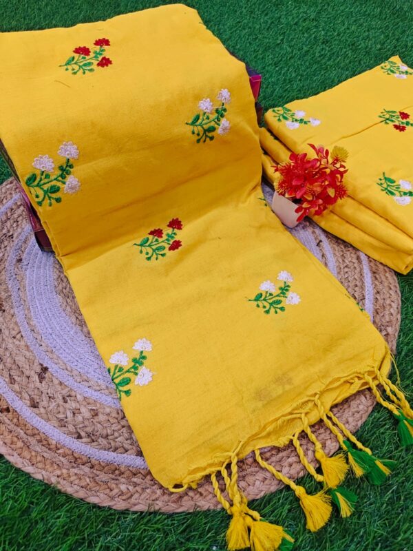 EMBROIDERY KADHI COTTON SAREES