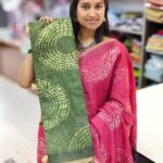 Linen jute cotton sarees - GREEN