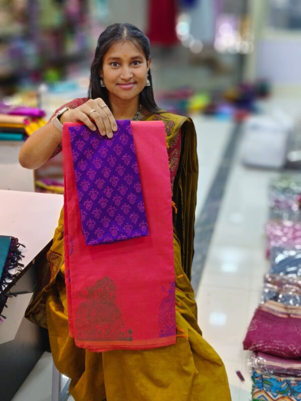 Authentic Southcotton handblock Printed Saree
