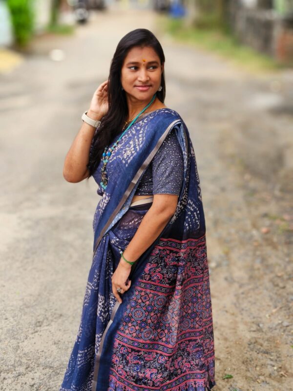 Linen jute cotton sarees- GREY