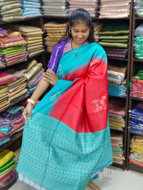 Premium Tussar silk Sarees with kota checks pattern
