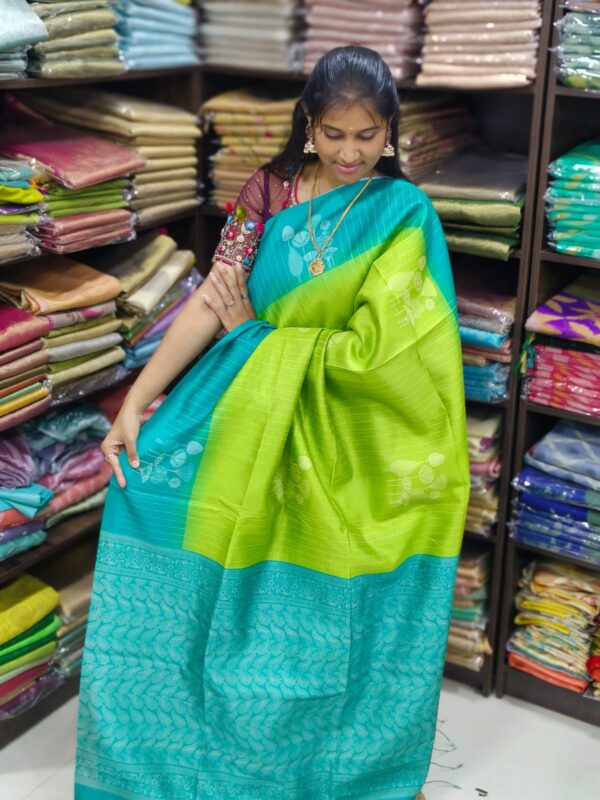 Premium Tussar silk Sarees with kota checks pattern